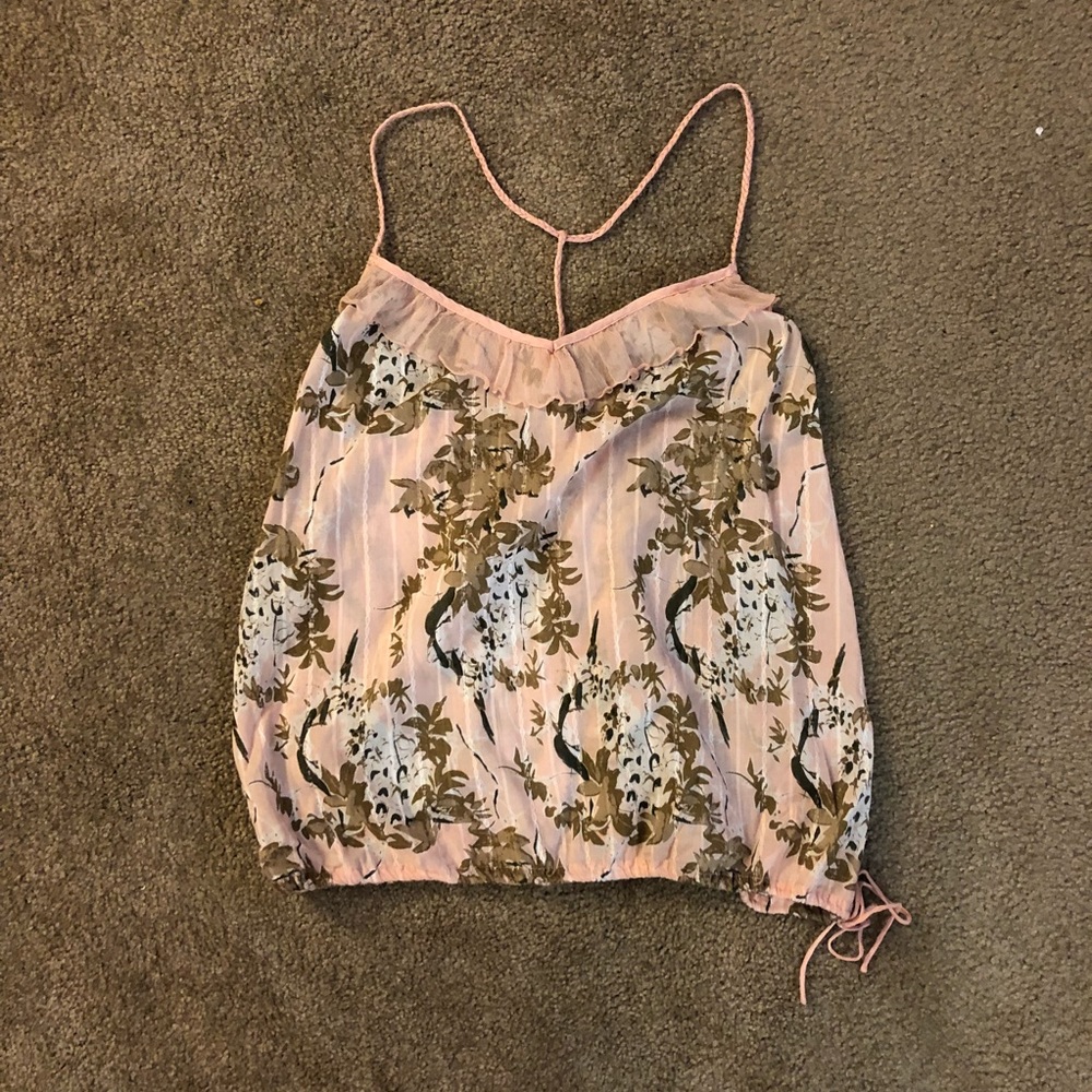 Pink pattern blouse with braided straps